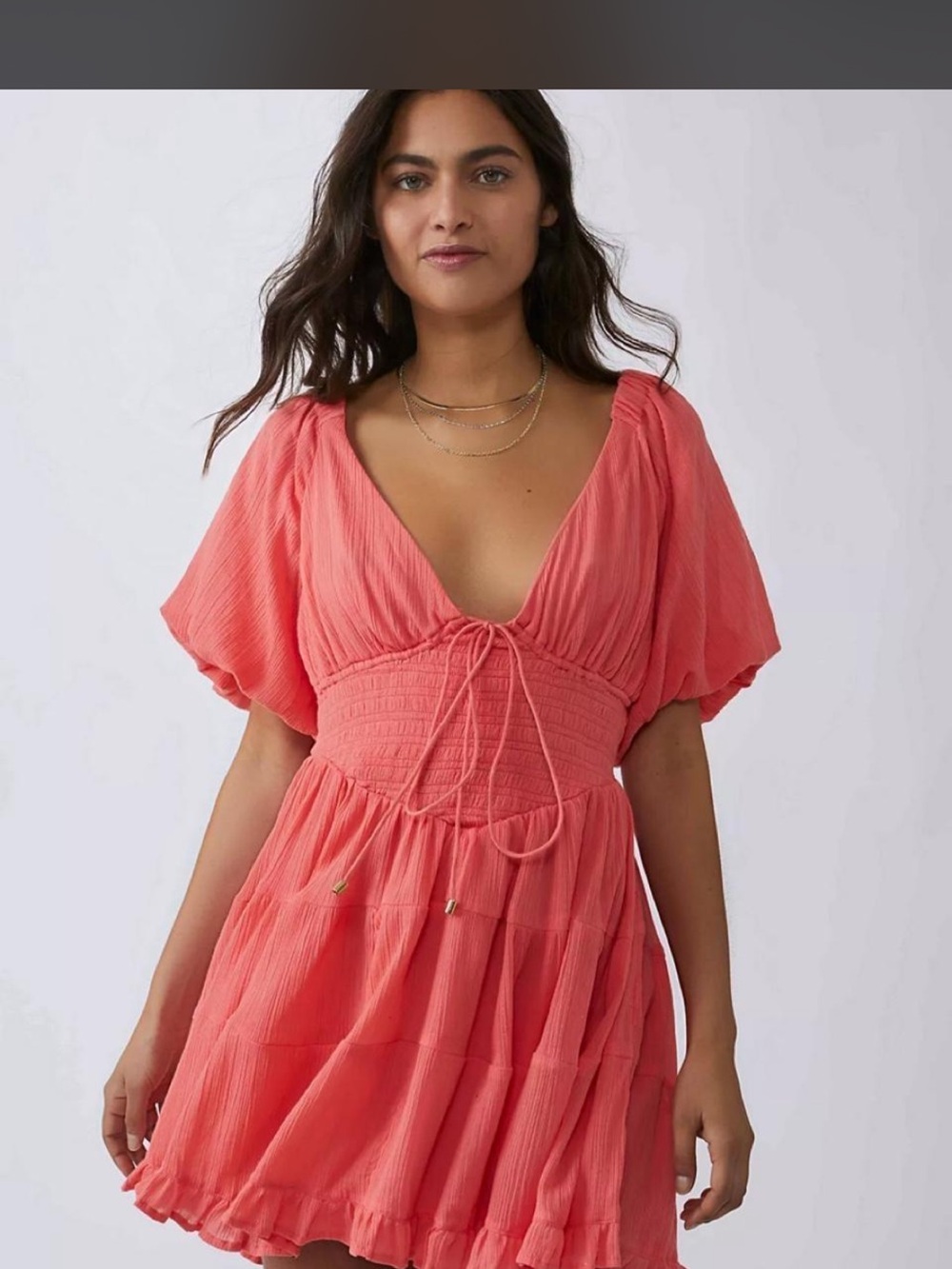 Free People Coral Tie-Front Women’s Dress